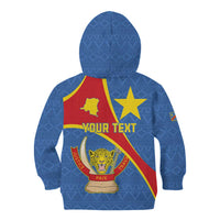 Personalised DR Congo Kid Hoodie Coat Of Arms African Pattern