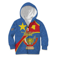 Personalised DR Congo Kid Hoodie Coat Of Arms African Pattern