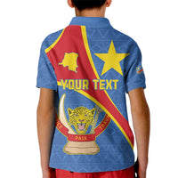 Personalised DR Congo Kid Polo Shirt Coat Of Arms African Pattern
