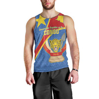 Personalised DR Congo Men Tank Top Coat Of Arms African Pattern