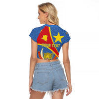 Personalised DR Congo Raglan Cropped T Shirt Coat Of Arms African Pattern