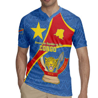 Personalised DR Congo Rugby Jersey Coat Of Arms African Pattern