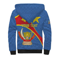 Personalised DR Congo Sherpa Hoodie Coat Of Arms African Pattern