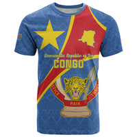 Personalised DR Congo T Shirt Coat Of Arms African Pattern
