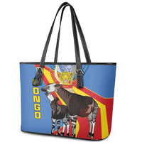 DR Congo Okapi Leather Tote Bag With Coat Of Arms