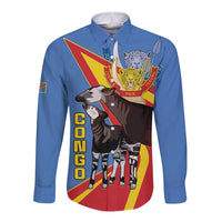 DR Congo Okapi Long Sleeve Button Shirt With Coat Of Arms