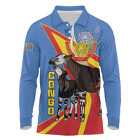 DR Congo Okapi Long Sleeve Polo Shirt With Coat Of Arms