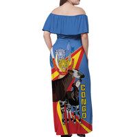 DR Congo Okapi Off Shoulder Maxi Dress With Coat Of Arms
