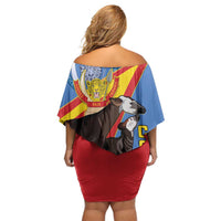 DR Congo Okapi Off Shoulder Short Dress With Coat Of Arms