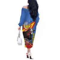 DR Congo Okapi Off The Shoulder Long Sleeve Dress With Coat Of Arms