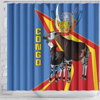 DR Congo Okapi Shower Curtain With Coat Of Arms