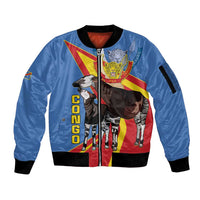 DR Congo Okapi Sleeve Zip Bomber Jacket With Coat Of Arms