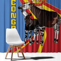 DR Congo Okapi Window Curtain With Coat Of Arms