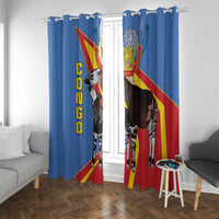 DR Congo Okapi Window Curtain With Coat Of Arms