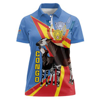 DR Congo Okapi Women Polo Shirt With Coat Of Arms