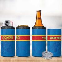 Custom DR Congo Football 4 in 1 Can Cooler Tumbler Go Les Leopards