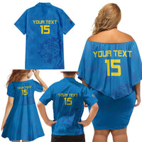 Custom DR Congo Football Family Matching Off Shoulder Short Dress and Hawaiian Shirt Go Les Léopards