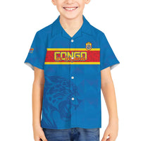 Custom DR Congo Football Family Matching Off Shoulder Short Dress and Hawaiian Shirt Go Les Léopards