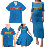 Custom DR Congo Football Family Matching Puletasi and Hawaiian Shirt Go Les Léopards