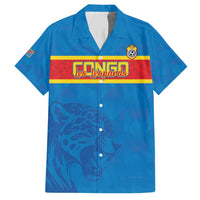 Custom DR Congo Football Family Matching Short Sleeve Bodycon Dress and Hawaiian Shirt Go Les Léopards