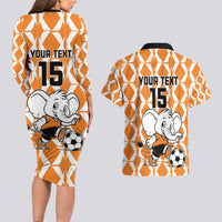 Custom Ivory Coast Football Couples Matching Long Sleeve Bodycon Dress and Hawaiian Shirt Go Champions