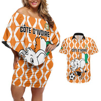 Custom Ivory Coast Football Couples Matching Off Shoulder Short Dress and Hawaiian Shirt Go Champions