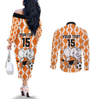 Custom Ivory Coast Football Couples Matching Off The Shoulder Long Sleeve Dress and Long Sleeve Button Shirt Go Champions