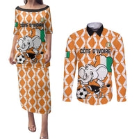 Custom Ivory Coast Football Couples Matching Puletasi and Long Sleeve Button Shirt Go Champions