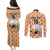 Custom Ivory Coast Football Couples Matching Puletasi and Long Sleeve Button Shirt Go Champions