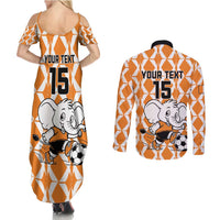 Custom Ivory Coast Football Couples Matching Summer Maxi Dress and Long Sleeve Button Shirt Go Champions