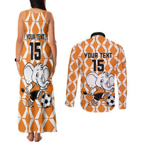 Custom Ivory Coast Football Couples Matching Tank Maxi Dress and Long Sleeve Button Shirt Go Champions
