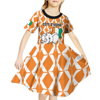 Custom Ivory Coast Football Kid Short Sleeve Dress Go Champions
