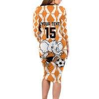 Custom Ivory Coast Football Long Sleeve Bodycon Dress Go Champions
