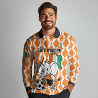 Custom Ivory Coast Football Long Sleeve Polo Shirt Go Champions