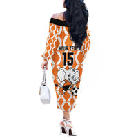 Custom Ivory Coast Football Off The Shoulder Long Sleeve Dress Go Champions