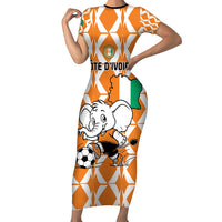 Custom Ivory Coast Football Short Sleeve Bodycon Dress Go Champions