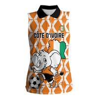 Custom Ivory Coast Football Women Sleeveless Polo Shirt Go Champions