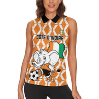 Custom Ivory Coast Football Women Sleeveless Polo Shirt Go Champions