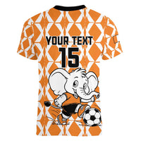 Custom Ivory Coast Football Women V-Neck T-Shirt Go Champions