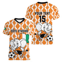 Custom Ivory Coast Football Women V-Neck T-Shirt Go Champions