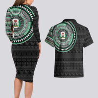 Nigeria Couples Matching Long Sleeve Bodycon Dress and Hawaiian Shirt African Tribal Pattern