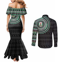 Nigeria Couples Matching Mermaid Dress and Long Sleeve Button Shirt African Tribal Pattern
