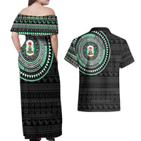 Nigeria Couples Matching Off Shoulder Maxi Dress and Hawaiian Shirt African Tribal Pattern