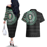 Nigeria Couples Matching Off The Shoulder Long Sleeve Dress and Hawaiian Shirt African Tribal Pattern