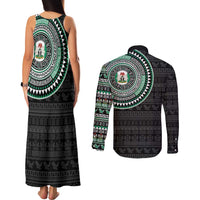 Nigeria Couples Matching Tank Maxi Dress and Long Sleeve Button Shirt African Tribal Pattern