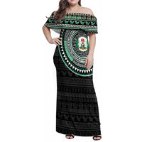 Nigeria Family Matching Off Shoulder Maxi Dress and Hawaiian Shirt African Tribal Pattern