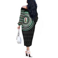 Nigeria Off The Shoulder Long Sleeve Dress African Tribal Pattern