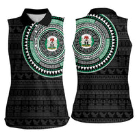 Nigeria Women Sleeveless Polo Shirt African Tribal Pattern