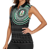 Nigeria Women Sleeveless Polo Shirt African Tribal Pattern