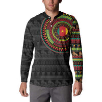 Cameroon Button Sweatshirt African Tribal Pattern